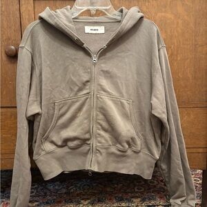 Buck Mason Zip Front Hooded Sweatshirt Size Large Mens or Unisex 100 Cotton